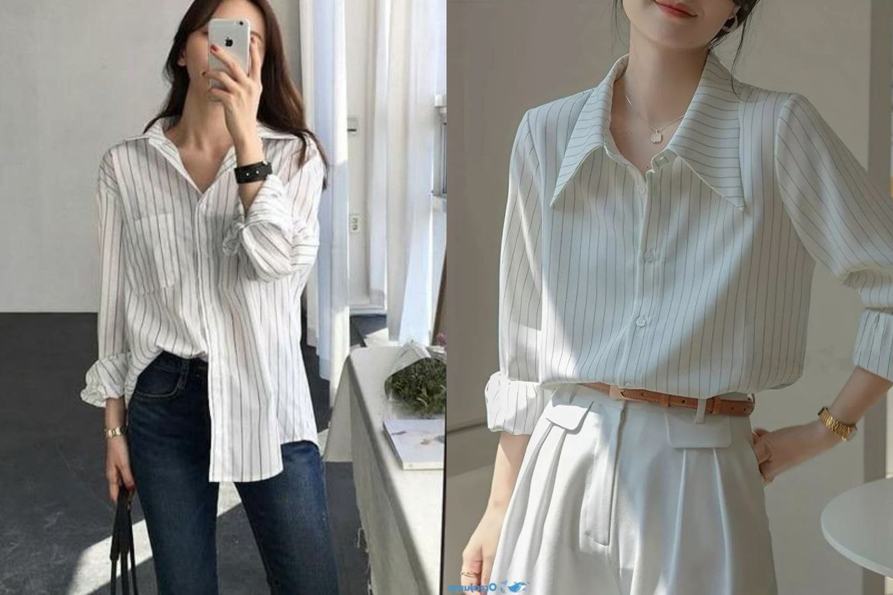 Salah satu tips outfit untuk menciptakan ilusi tinggi adalah menggunakan atasan motif garis vertikal.