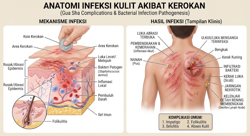 Ilustrasi Infeksi Kulit Akibat Kerokan / AI Generate
